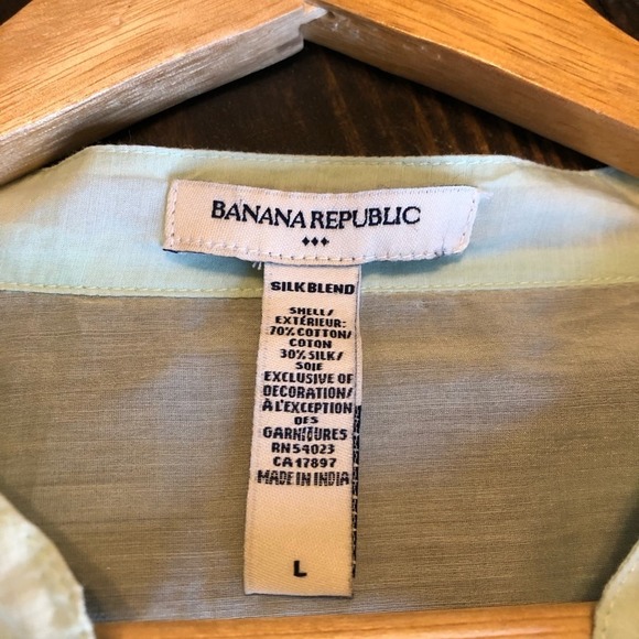 Banana Republic Linen Blend Sheer Light Green Tunic Floral Embroidered Women’s L - Picture 3 of 9